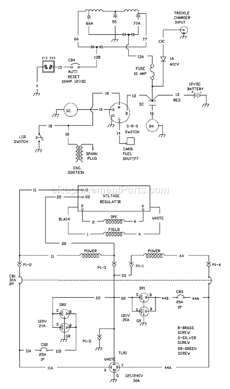 Page E Diagram and Parts List for 1925-0  Briggs and Stratton Generator